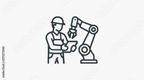 Industrial Worker Monitoring Robotic Arm Automation Process Control