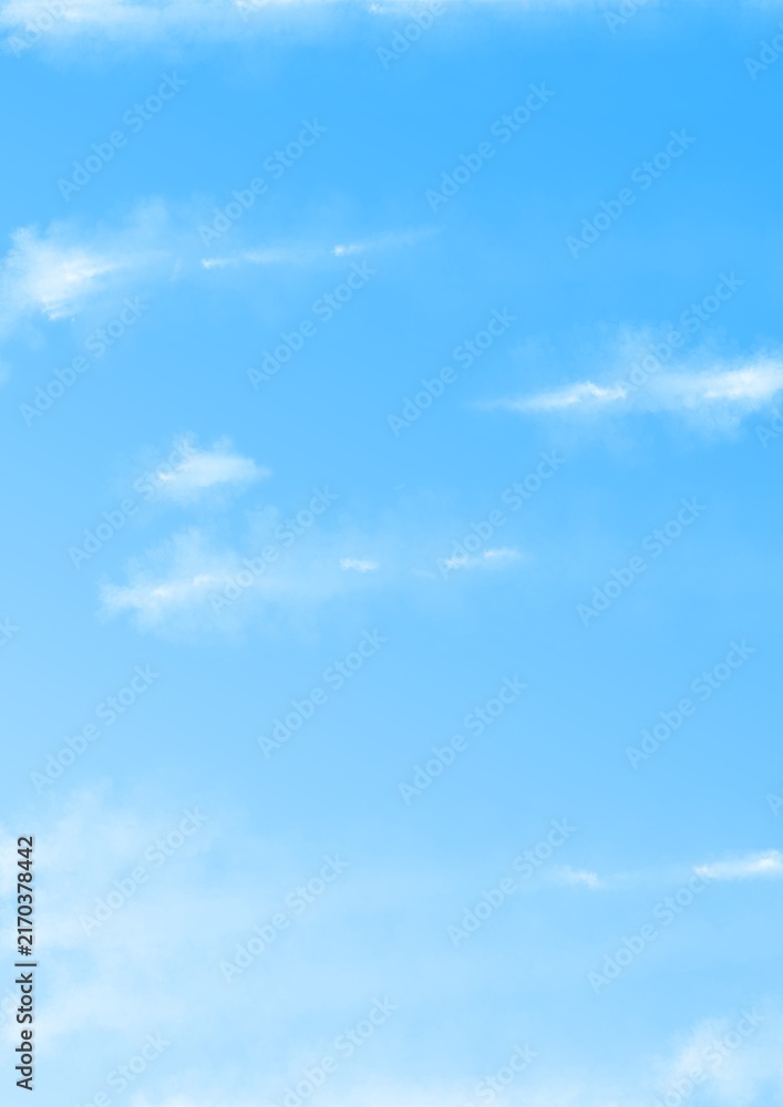Fototapeta premium Bright Blue Sky with Soft White Clouds Background Illustration