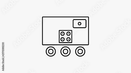 Minimalist Line Drawing of a Mobile Projector with Speakers and Controls