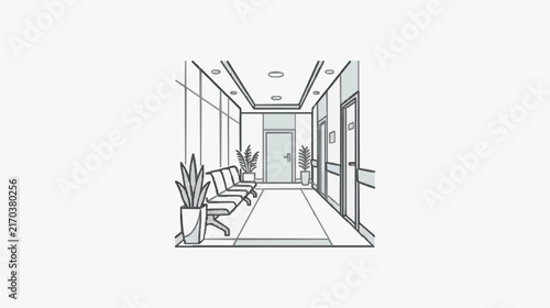 Modern Minimalist Office Waiting Area with Plants and Seating