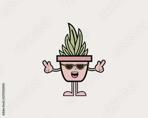 Houseplant Cute Icon Character Design
