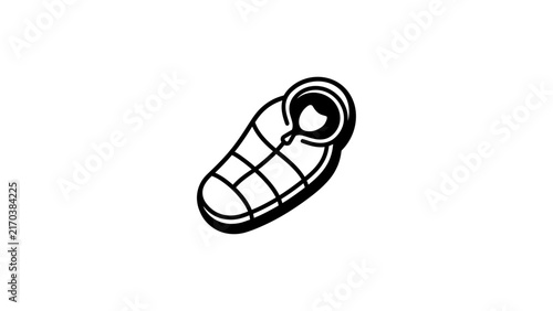 Sleeping Bag Icon Outline Vector - Camping Gear and Outdoor Adventure Symbol