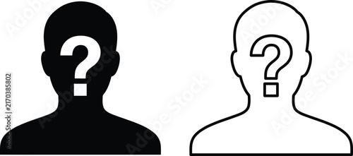 Bild auf Leinwand Unknown person icons with question marks, anonymous user profile avatars set
