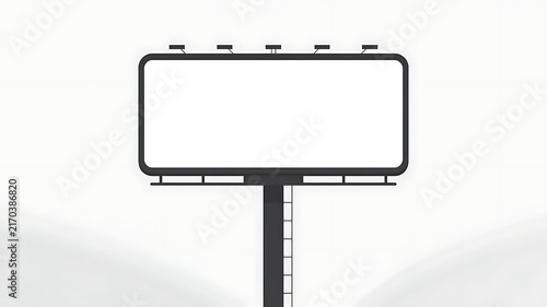 Empty Billboard with Dark Frame on White Background