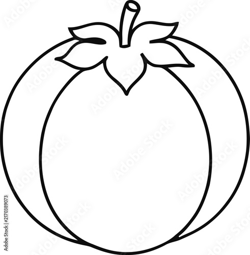 Pumpkin Line Art Icon, Black and White Outline Vector Illustration on White Background
