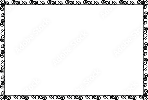 Black and White Elegant Swirl Ornamental Border, Decorative rectangular page frame Vintage Corner with Curved Scroll Design for Certificates and Invitations




