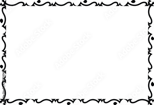 Black and White Elegant Swirl Ornamental Border, Decorative rectangular page frame Vintage Corner with Curved Scroll Design for Certificates and Invitations




