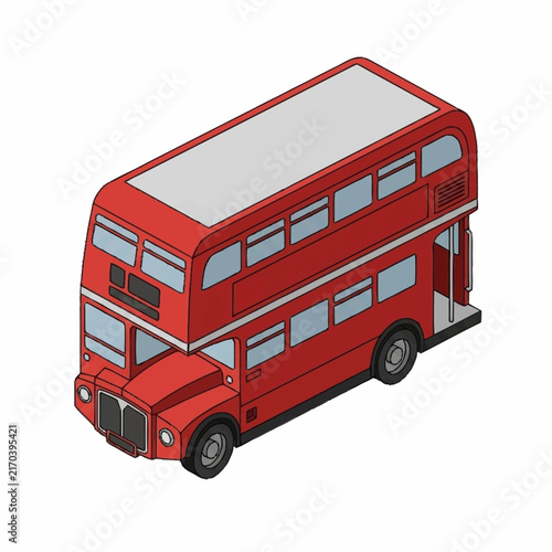 Bild auf Leinwand Classic red double decker bus in isometric style.
