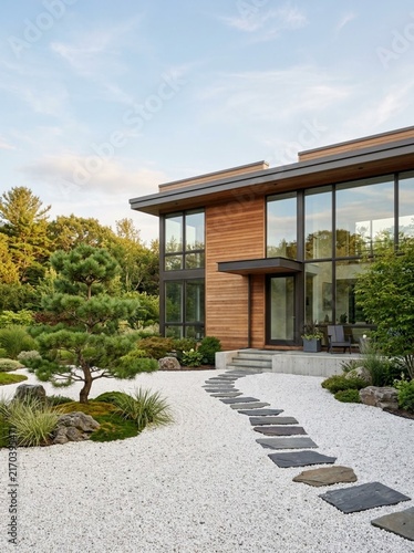 modern house with garden
