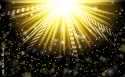 Картината върху платно Abstract background featuring a bright golden light effect with glowing particle