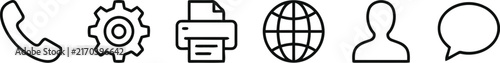 Communication and technology icons set on a white background
