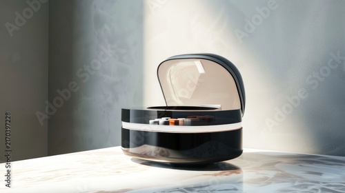 Modern Robot Vacuum Cleaner with Open Lid.