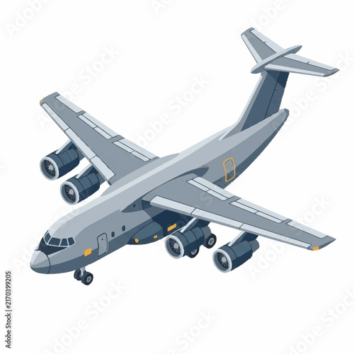 Obraz na plátně Large military cargo aircraft in flight with four engines.