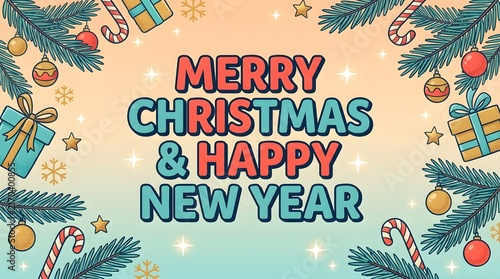 Festive holiday greetings a vibrant merry christmas and happy new year celebration image