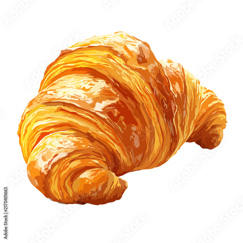 Obraz na plátne Croissant features golden flaky layers and a buttery texture typical of fresh French bakery items