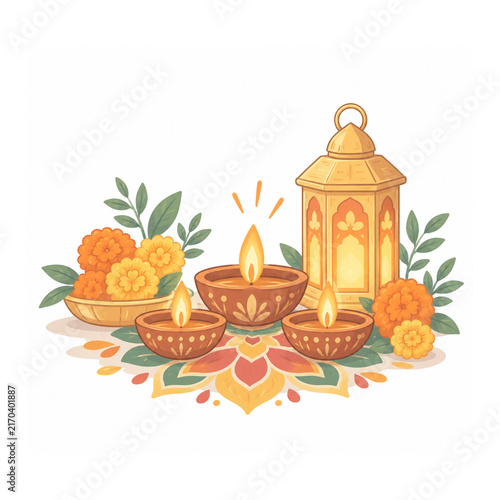 Deepavali Diwali Festival of Lights Illustration