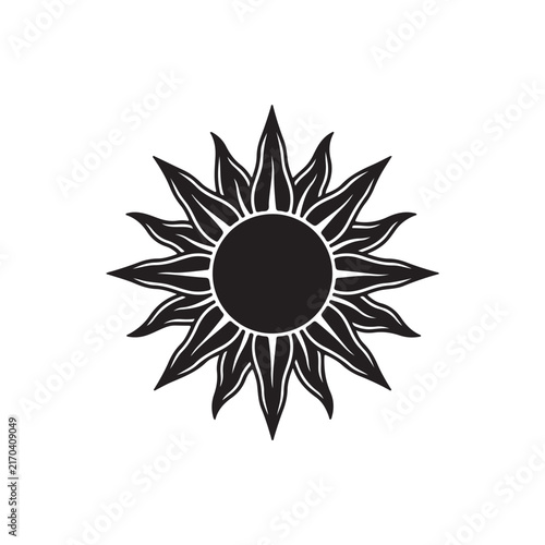 Sun tattoo silhouette vector flat illustration design.