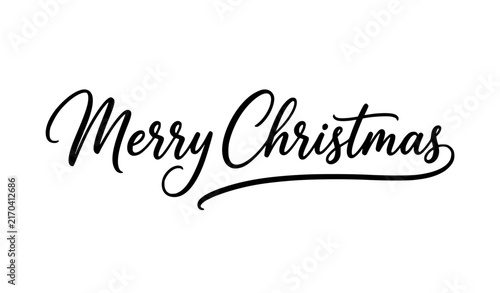 Merry Christmas Modern Signature Script Hand Lettering Vector