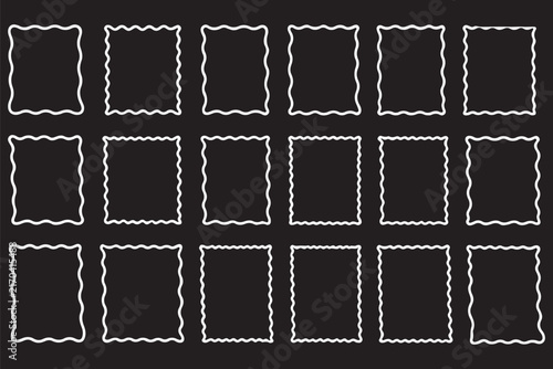 Fotografie Zig zag wavy edge rectangle frame or border shapes set