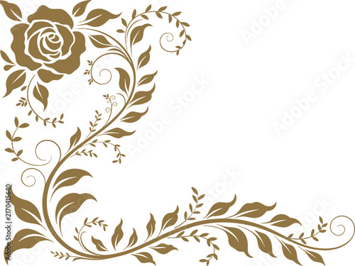 Golden Floral Corner Frame Vector Border Design Element