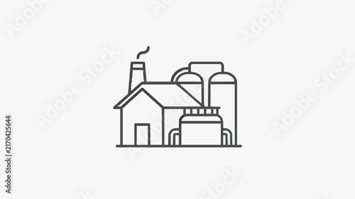 Minimalist Brewery Factory Building with Silos and Chimney