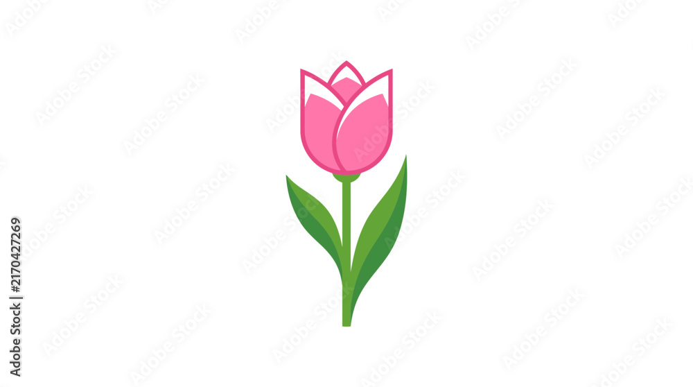 Fototapeta premium Pink Tulip Minimalist Vector Illustration