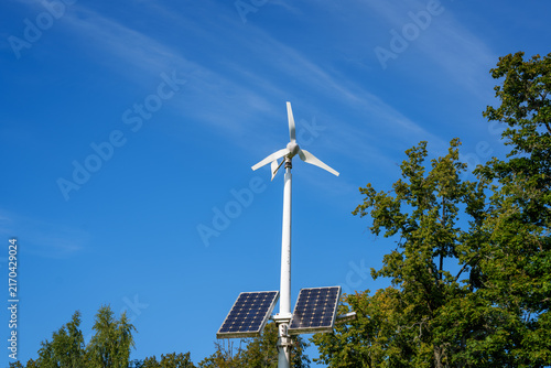 wind turbine against blue sky