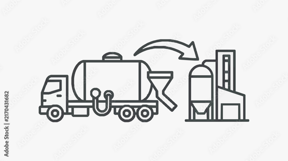 Fototapeta premium of Tanker Truck Unloading Liquid into Industrial Storage Tank