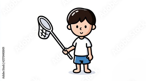 虫取り網を持った男の子