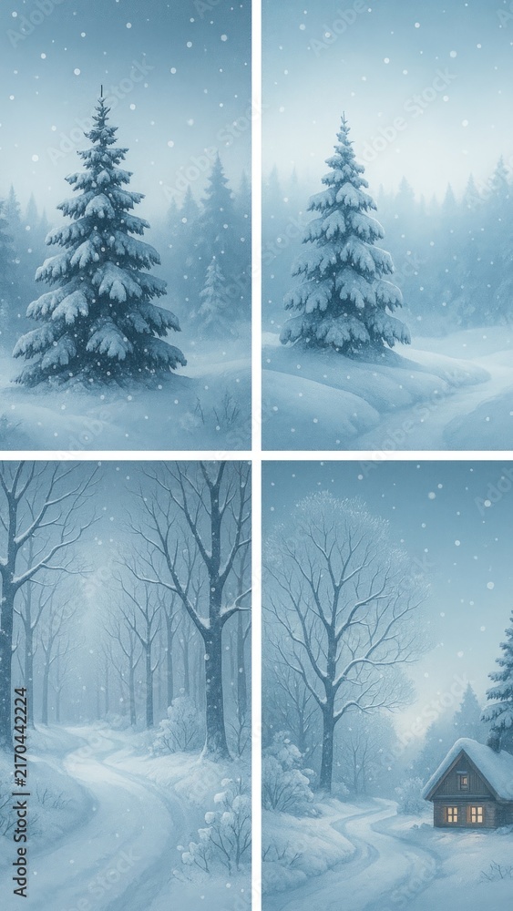Fototapeta premium Serene snowy winter landscape mobile wallpaper