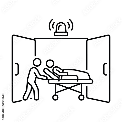 Emergency Medical Entrance Icon - Hospital Stretcher Outline