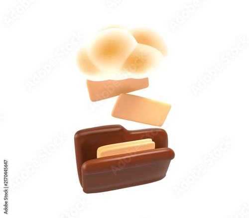 3D File Upload to Folder Cloud Storage Vector Icon