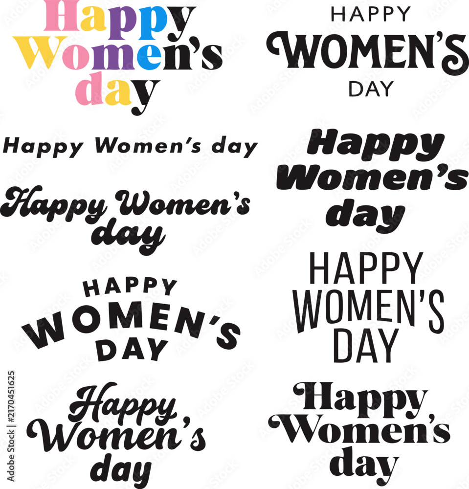 Obraz premium Collection of happy women's day typography in various fonts