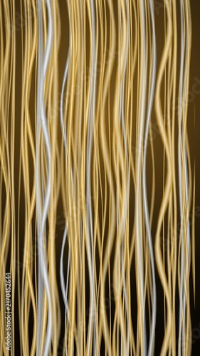 Golden and silver wavy lines on dark background. 2d animation