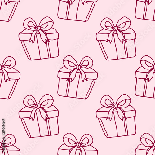 Pink Gift Boxes Pattern With Ribbon Design
