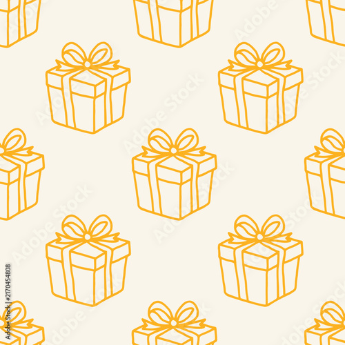 Golden Gift Boxes Pattern Design With Ribbon