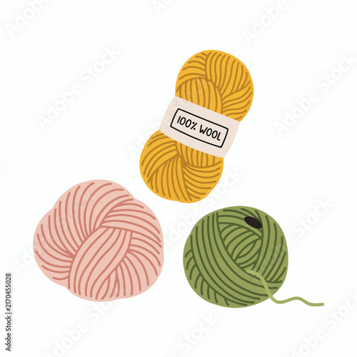 Colorful Yarn Balls Isolated on Transparent Background