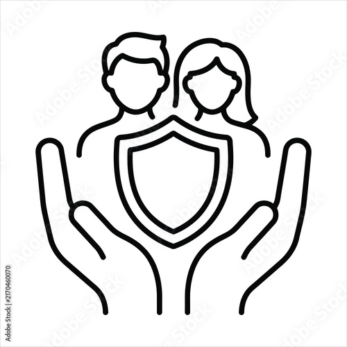 Family Protection Icon - Insurance And Security Outline