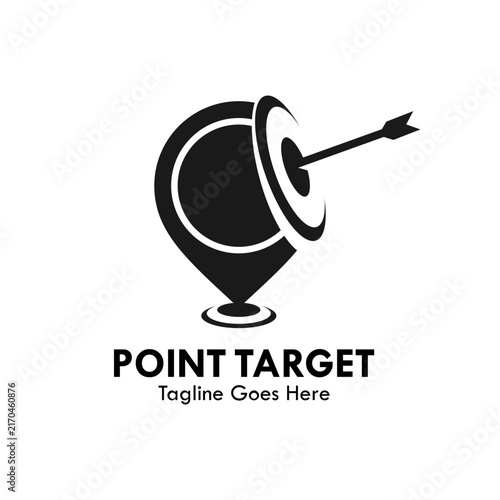 Abstract target bullseye combined with a map pin location icon for navigation and goal tracking business vector logo template
