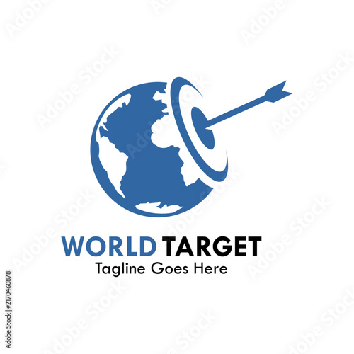 Global target logo featuring a globe earth combined with a bullseye arrow, ideal for international business strategy and global goals