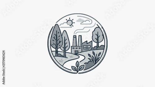 Eco Friendly Industrial Facility with Nature Harmony and Clean Energy Concept
