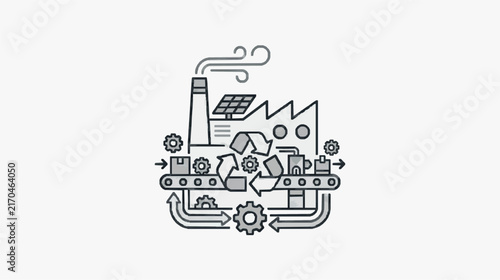 Modern Industrial Manufacturing with Recycling and Renewable Energy Concept