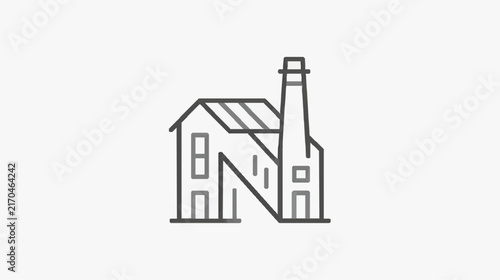 Modern Minimalist House and Factory Chimney Combined