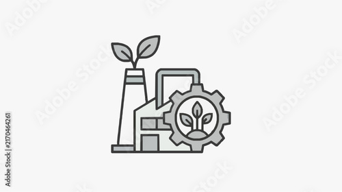 Modern Industrial Green Energy Concept with Gear and Plant Growth