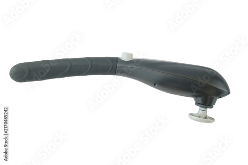 Hand-held electric massager isolated on white background. Health device. Physical therapy. Massage device.