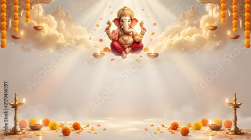 Lord ganesha background for ganesh chaturthi festival celebration invitation