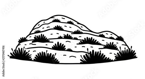 Foto Black and white desert landscape illustration.