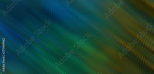 Abstract background with diagonal zigzag waves in shades of blue green with background featuring pattern lines transitioning between dark yellow gradients composition