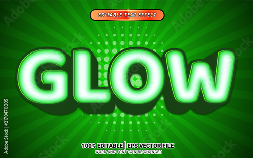 Green Glow Editable Text Effect 3D Neon Comic Style
