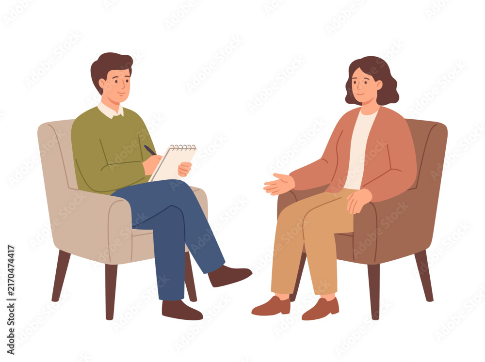 Obraz premium Therapist taking notes during counseling session with patient